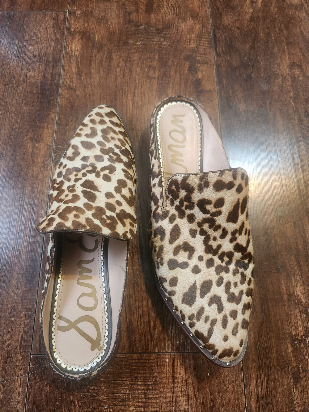 Sam Edelman Leopard Print Slip-On Mules - Tan Brown